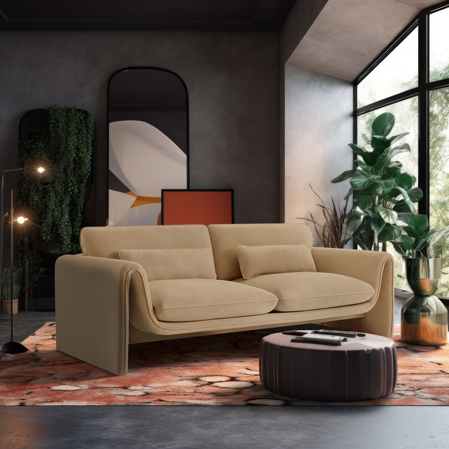 Sloan 86'' Velvet Upholstered Sofa – Elegant Plush Seating with Tufted Design