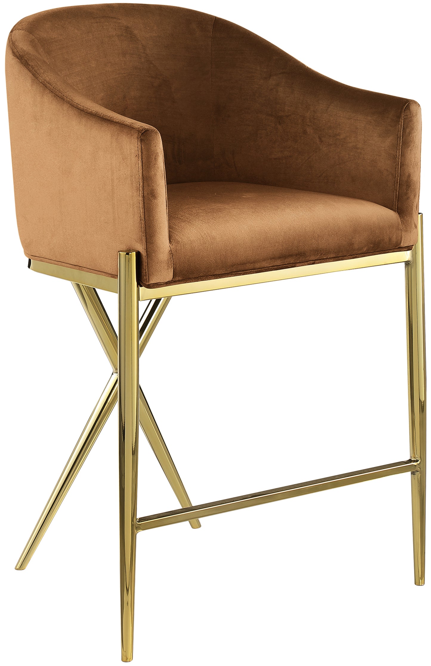 Xavier Velvet Upholstered Counter Stool – Elegant Bar Stool for Kitchen Islands