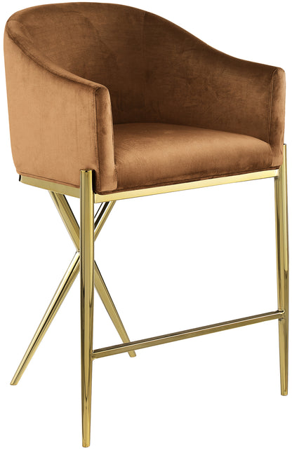 Xavier Velvet Upholstered Counter Stool – Elegant Bar Stool for Kitchen Islands