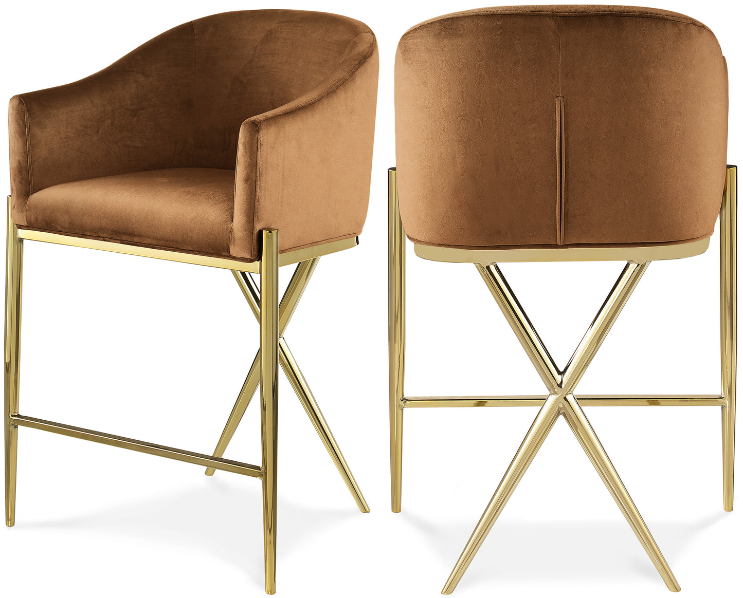 Xavier Velvet Upholstered Counter Stool – Elegant Bar Stool for Kitchen Islands
