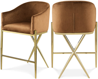 Xavier Velvet Upholstered Counter Stool – Elegant Bar Stool for Kitchen Islands