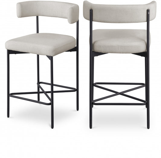 Rivage Upholstered Bar & Counter Stools Set of 2 – Linen-Textured Fabric with Modern Comfort