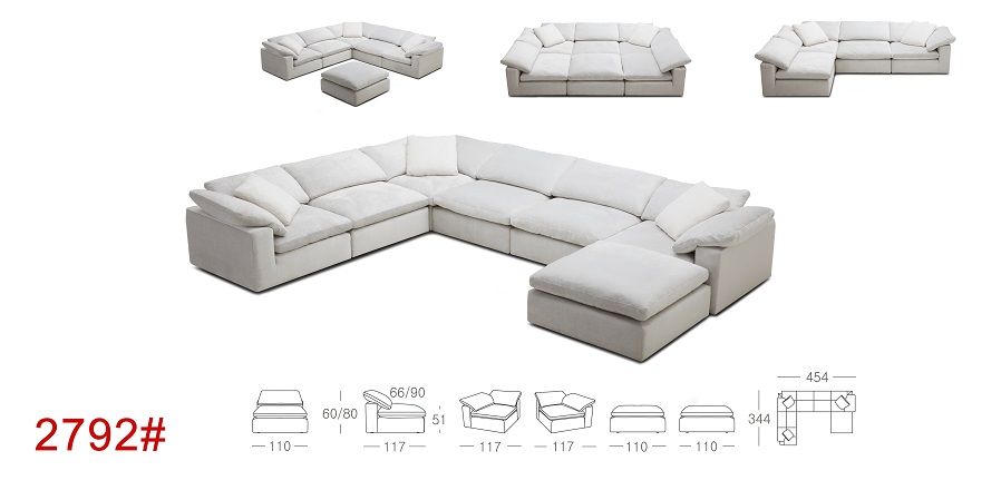 Divani Casa Unity - Modern White L- Shaped Reversible Sectional Sofa