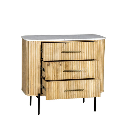 Modrest Cambridge White Marble Mango 3 Drawer Nightstand A Stunning Fusion of Natural Elegance and Contemporary Design for Sophisticated Living Spaces