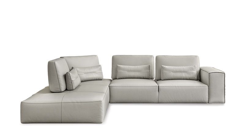 Coronelli Collezioni Hollywood - Italian Light Grey Leather LAF Chaise Sectional Sofa