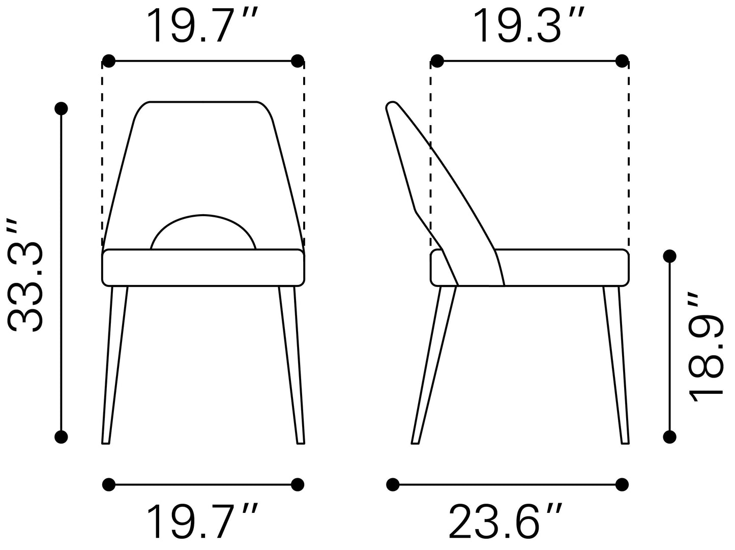 Leith Dining Chair Set of 2 - Gray Modern Chairs for Stylish Dining Rooms