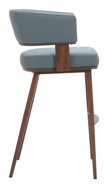 Poise Barstool (Set of 2) Azure Gray & Walnut