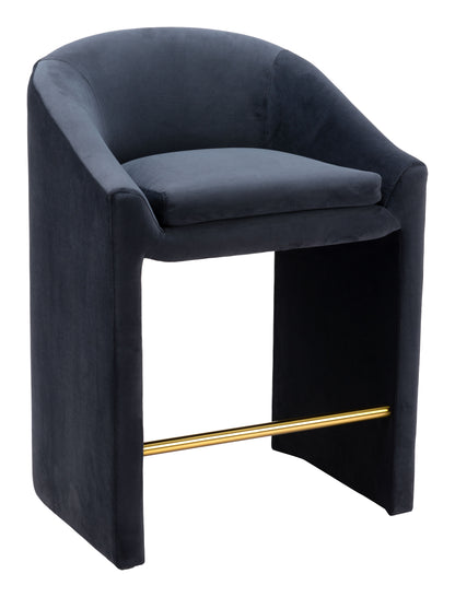 Emas Counter Stool - Midnight Gray Sleek and Stylish Upholstered Stool for Modern Kitchens and Dining Spaces