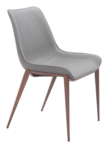 Magnus Dining Chair Set of 2 - Slate Gray & Walnut Modern and Stylish Upholstered Chairs for Elegant Dining Rooms