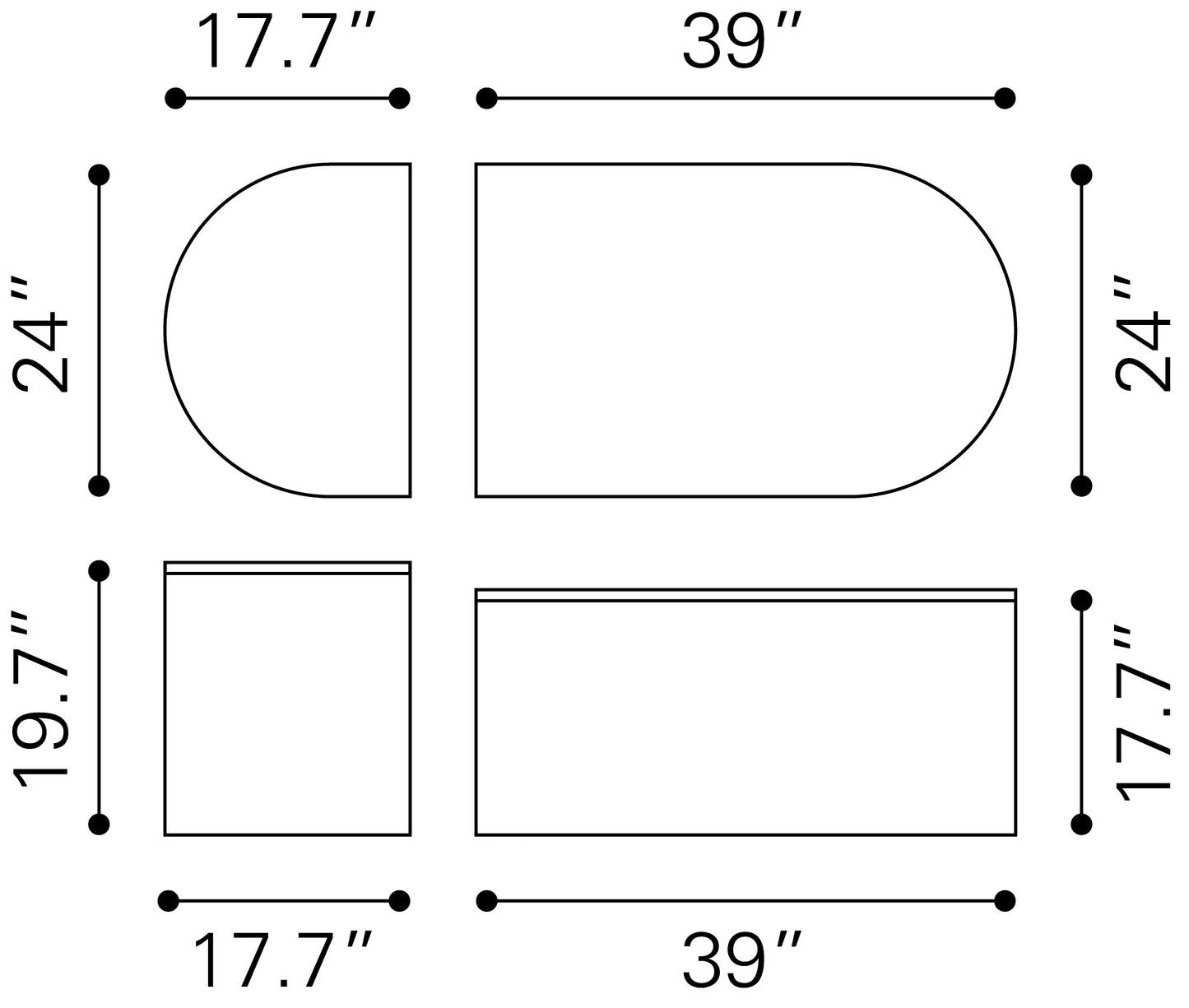 Ormara Coffee Table Set (2-Piece) - White & Black Sleek and Modern Coffee Tables for Contemporary Living Spaces