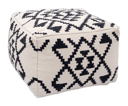 Lizardo Ottoman - Beige & Black Stylish and Versatile Ottoman for Contemporary Living Rooms and Spaces