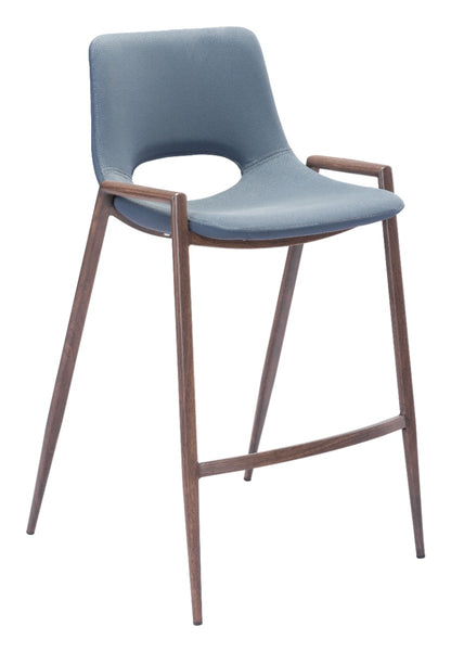 Desi Counter Stool (Set of 2) Azure Gray & Walnut