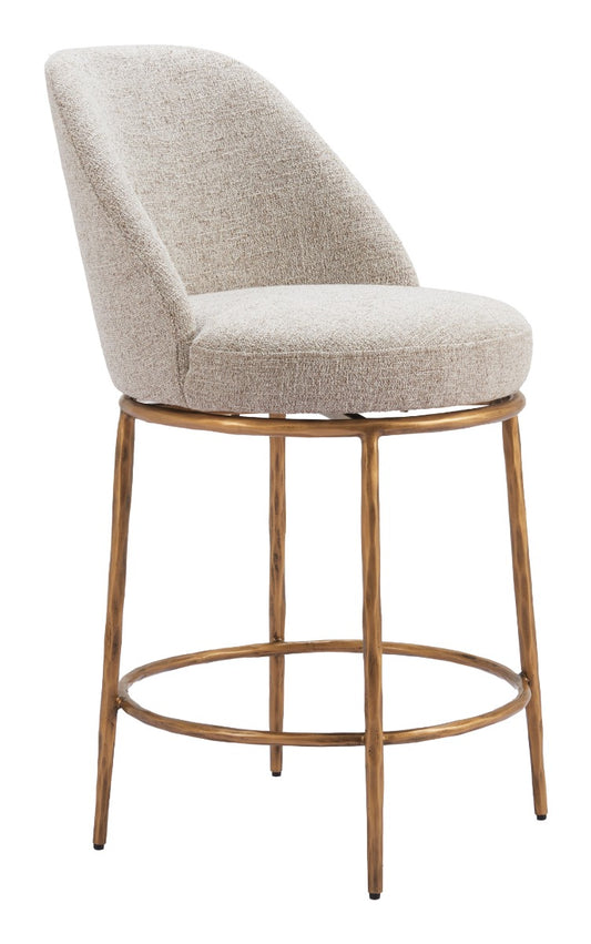 Nordhavn Swivel Counter Stool Beige & Gold – Elegant Beige & Gold Swivel Counter Stool for Contemporary Kitchens or Bars