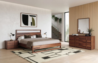 Berlin Walnut Platform Bed – Walnut Finish with Slatted Base