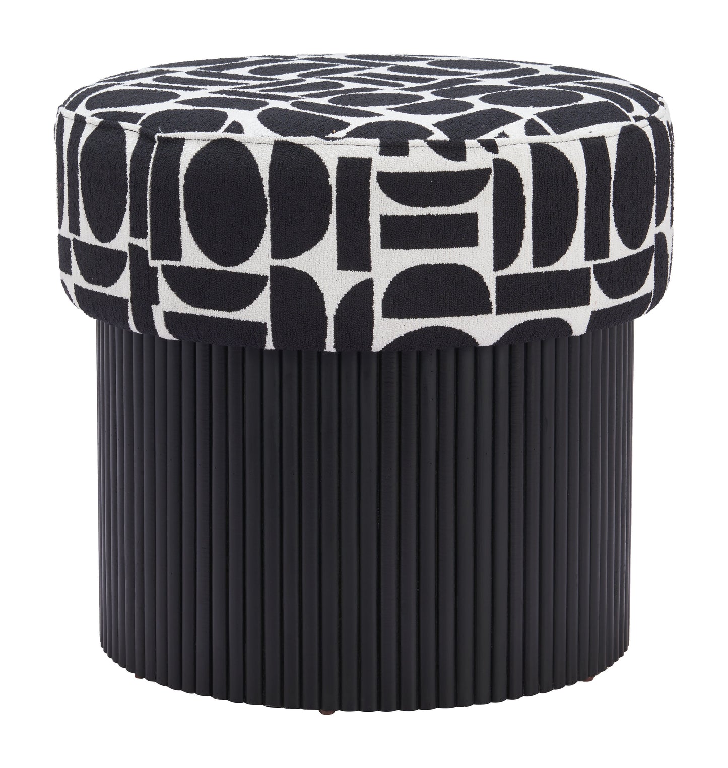 Boto Storage Ottoman Black & White – Chic and Practical Black & White Storage Ottoman for Living Room or Bedroom Decor