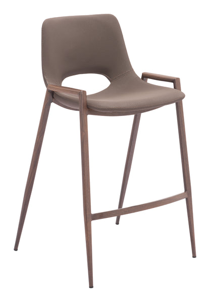 Desi Counter Stool Set of 2 - Sophisticated Brown & Walnut Design for Modern Kitchens and Dining Spaces
