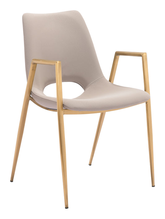 Desi Dining Chair Set of 2 - Elegant Beige & Gold Design for Stylish Dining Rooms and Spaces