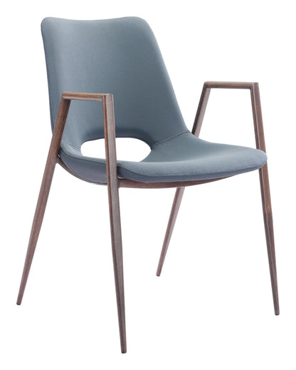 Desi Dining Chair (Set of 2) Azure Gray & Walnut