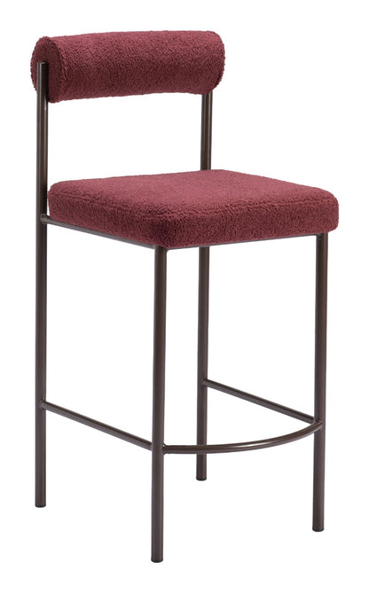 Livorno Counter Stool Set of 2 - Red & Bronze Elegant and Comfortable Counter Stools for Contemporary Kitchens and Dining Spaces