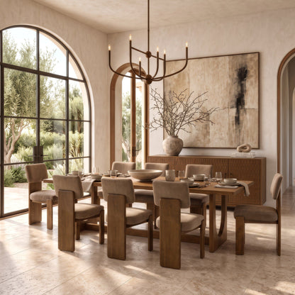 Solis Modern Walnut 9‑Piece Dining Set