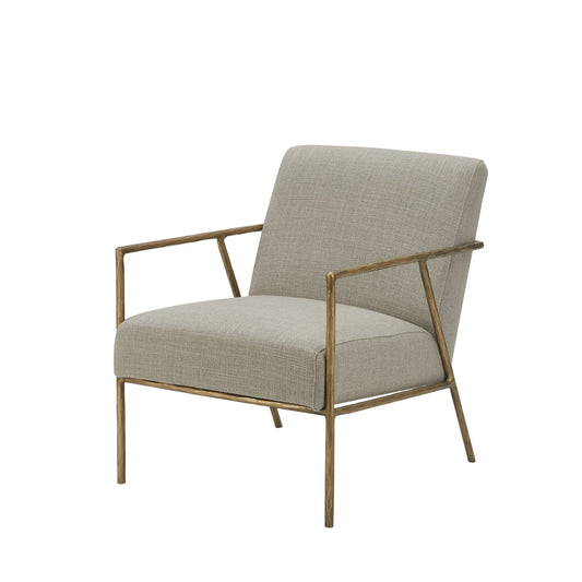 Modrest Gibbons - Modern Beige Linen + Forged Gold Accent Chair