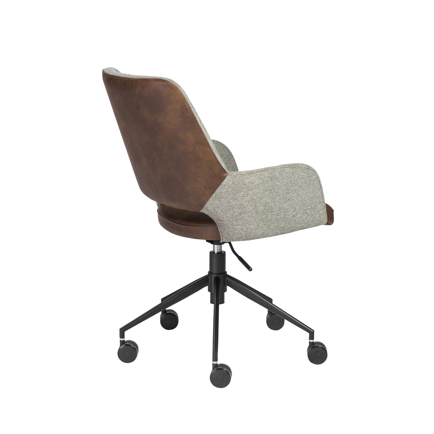 Desi Office Chair in Gray Fabric and Light Brown Leatherette with Black Base