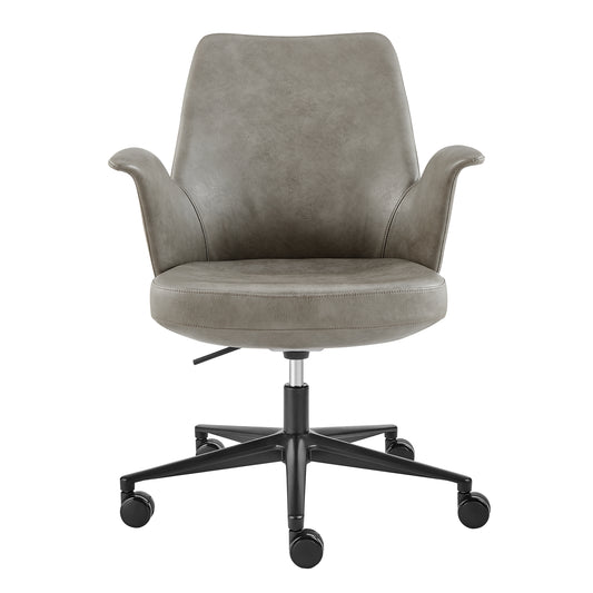 Lise Office Chair in Light Gray Leatherette with Matte Black