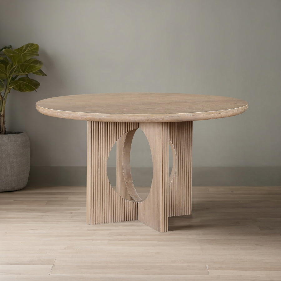 Rivas 54" Wood & Veneer Dining Table – Modern Round Table with Natural Finish