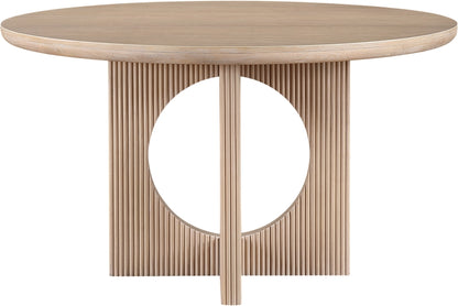 Rivas 54" Wood & Veneer Dining Table – Modern Round Table with Natural Finish
