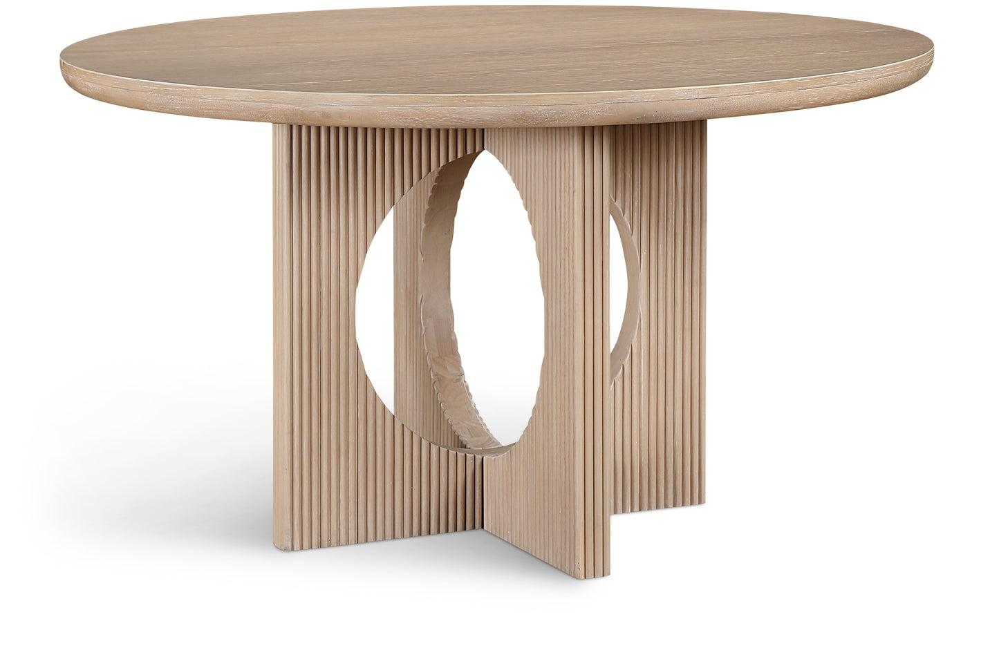 Rivas 54" Wood & Veneer Dining Table – Modern Round Table with Natural Finish