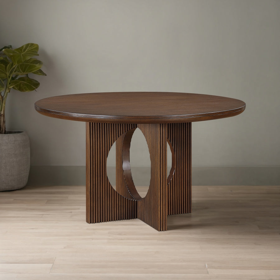 Rivas 54" Wood & Veneer Dining Table – Modern Round Table with Natural Finish