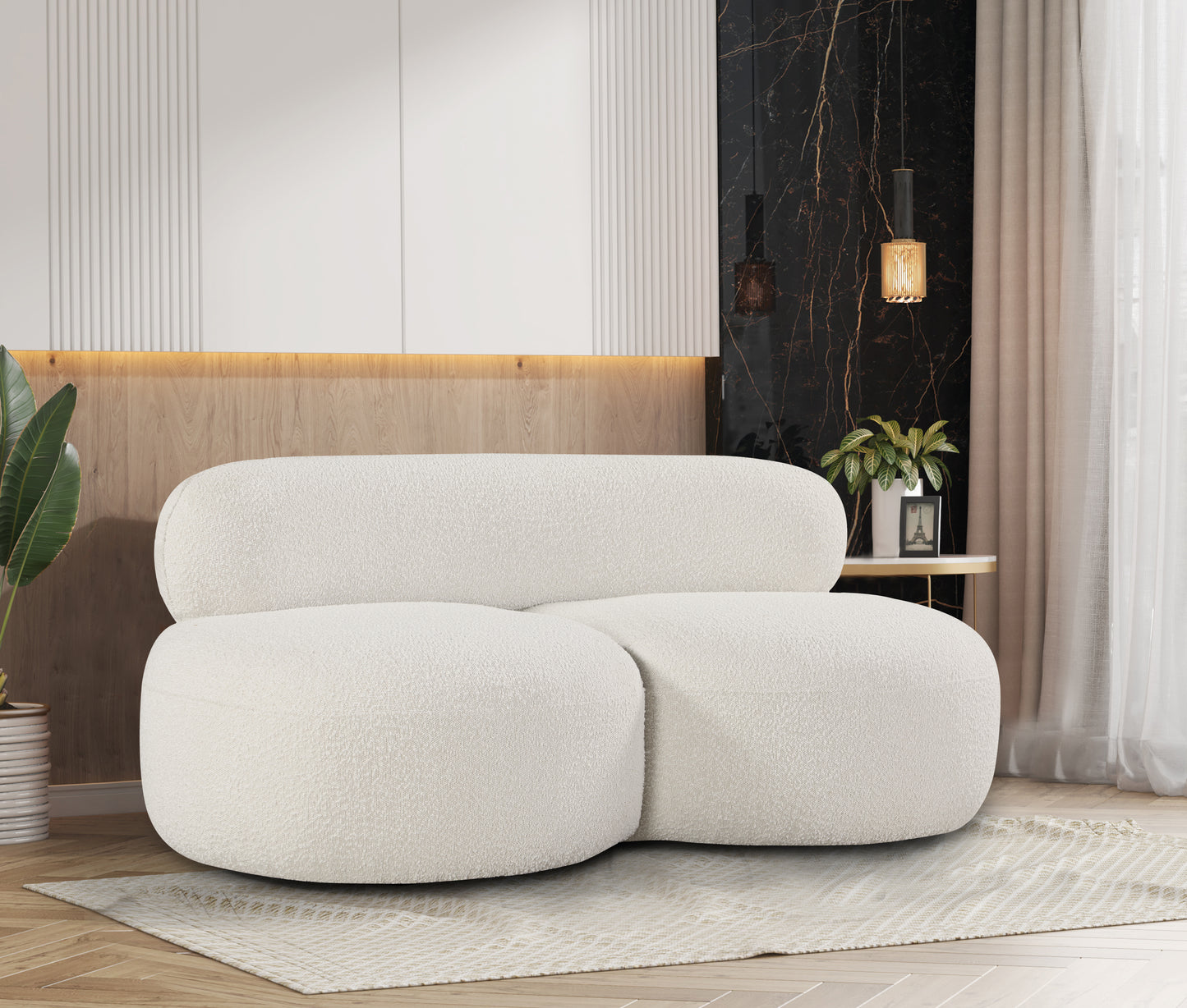 Venti 65'' Boucle Fabric Upholstered Loveseat – Cozy Modern 2-Seater with Textured Finish