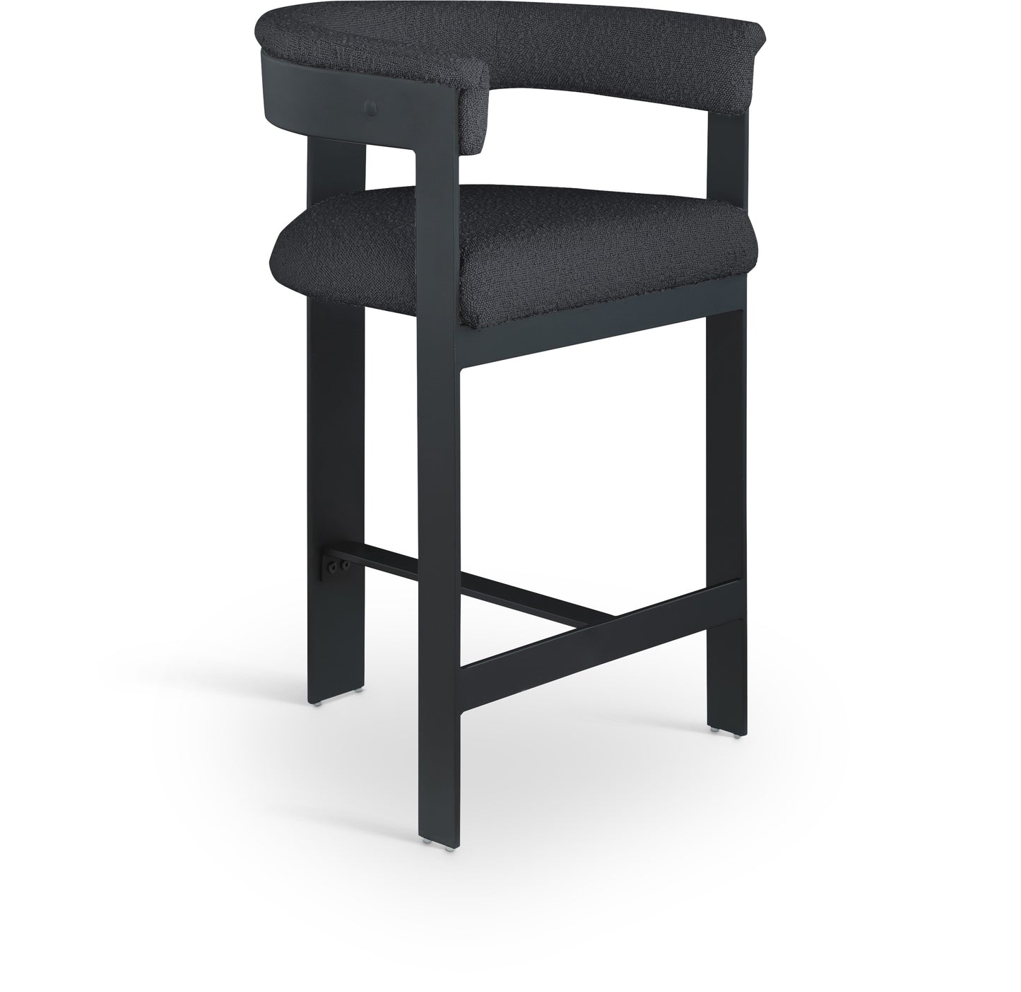 Romeo Boucle Upholstered Bar / Counter Stool – Modern Textured Fabric Seating with Curved Back