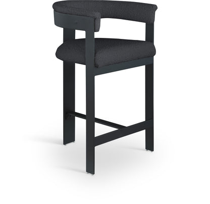 Romeo Boucle Upholstered Bar / Counter Stool – Modern Textured Fabric Seating with Curved Back