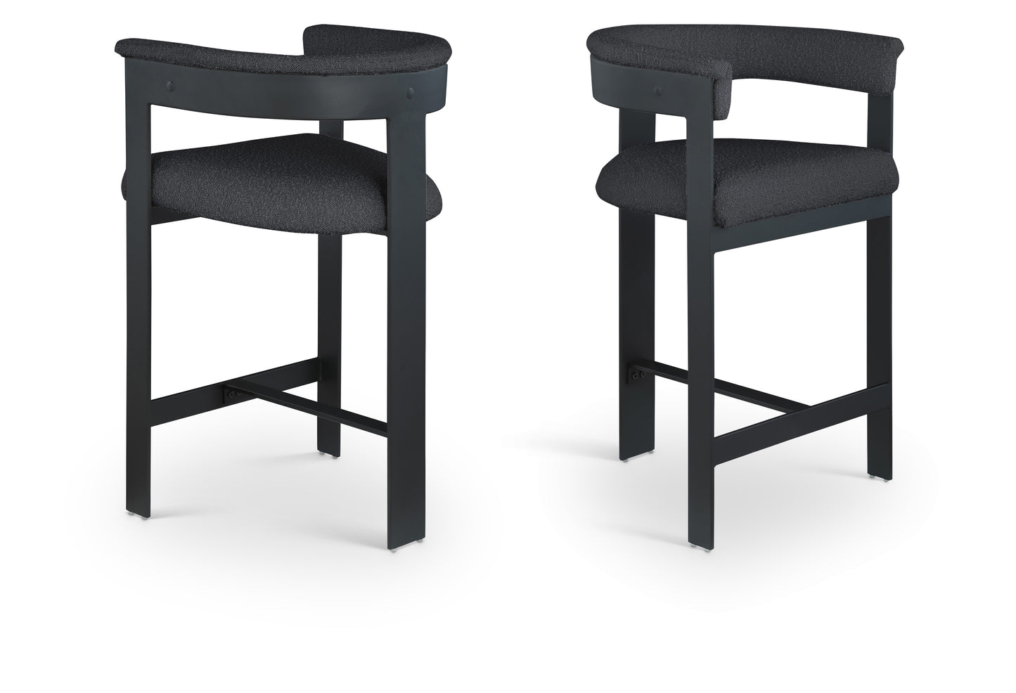Romeo Boucle Upholstered Bar / Counter Stool – Modern Textured Fabric Seating with Curved Back