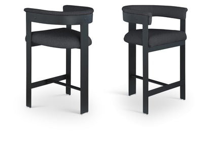 Romeo Boucle Upholstered Bar / Counter Stool – Modern Textured Fabric Seating with Curved Back