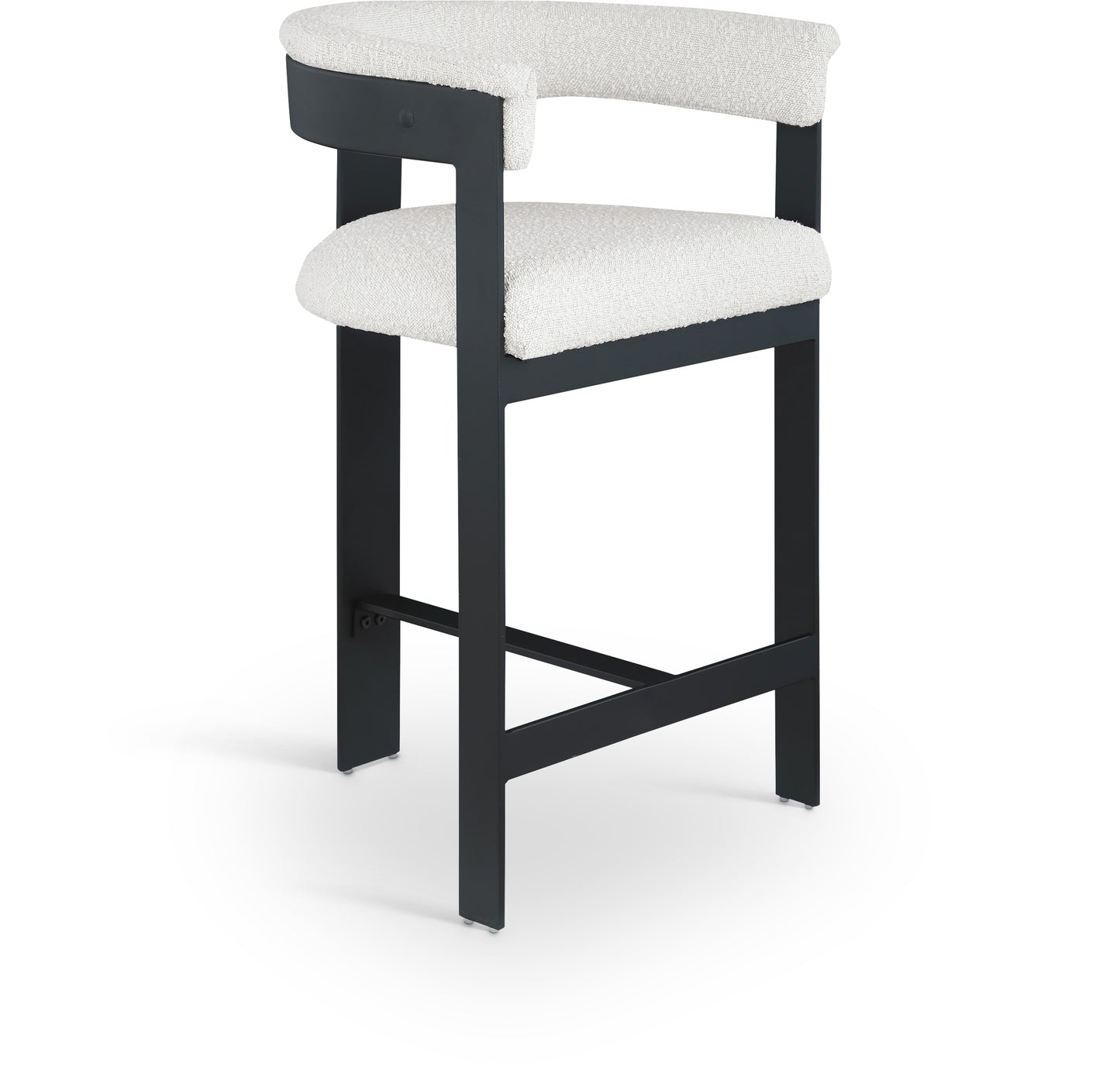 Romeo Boucle Upholstered Bar / Counter Stool – Modern Textured Fabric Seating with Curved Back
