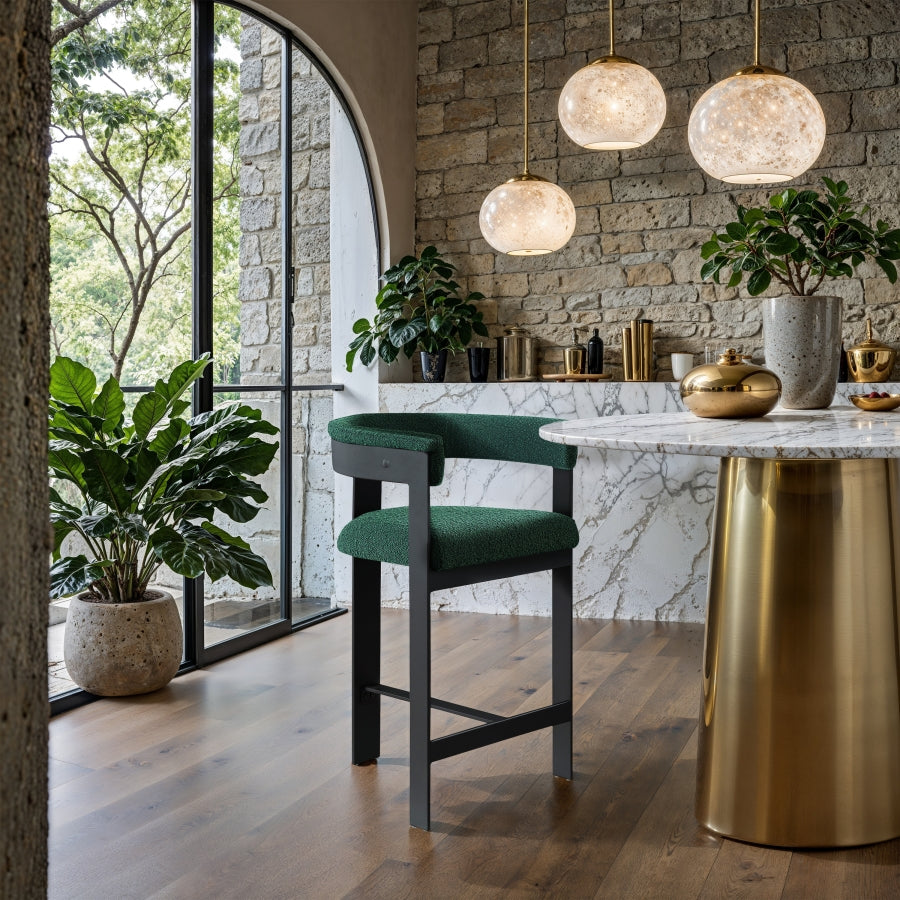 Romeo Boucle Upholstered Bar / Counter Stool – Modern Textured Fabric Seating with Curved Back