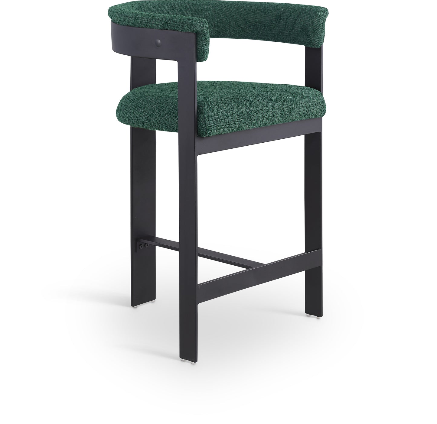 Romeo Boucle Upholstered Bar / Counter Stool – Modern Textured Fabric Seating with Curved Back