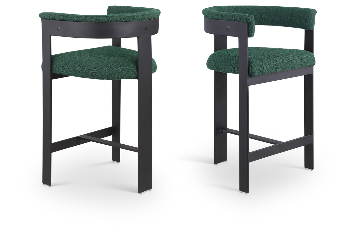 Romeo Boucle Upholstered Bar / Counter Stool – Modern Textured Fabric Seating with Curved Back