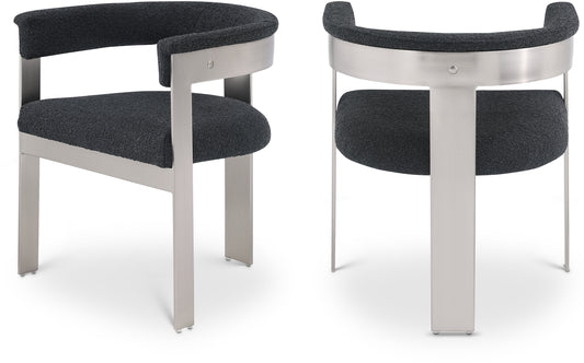 Romeo Boucle Fabric Upholstered Dining Chair – Stylish Textured Seat with Curved Back