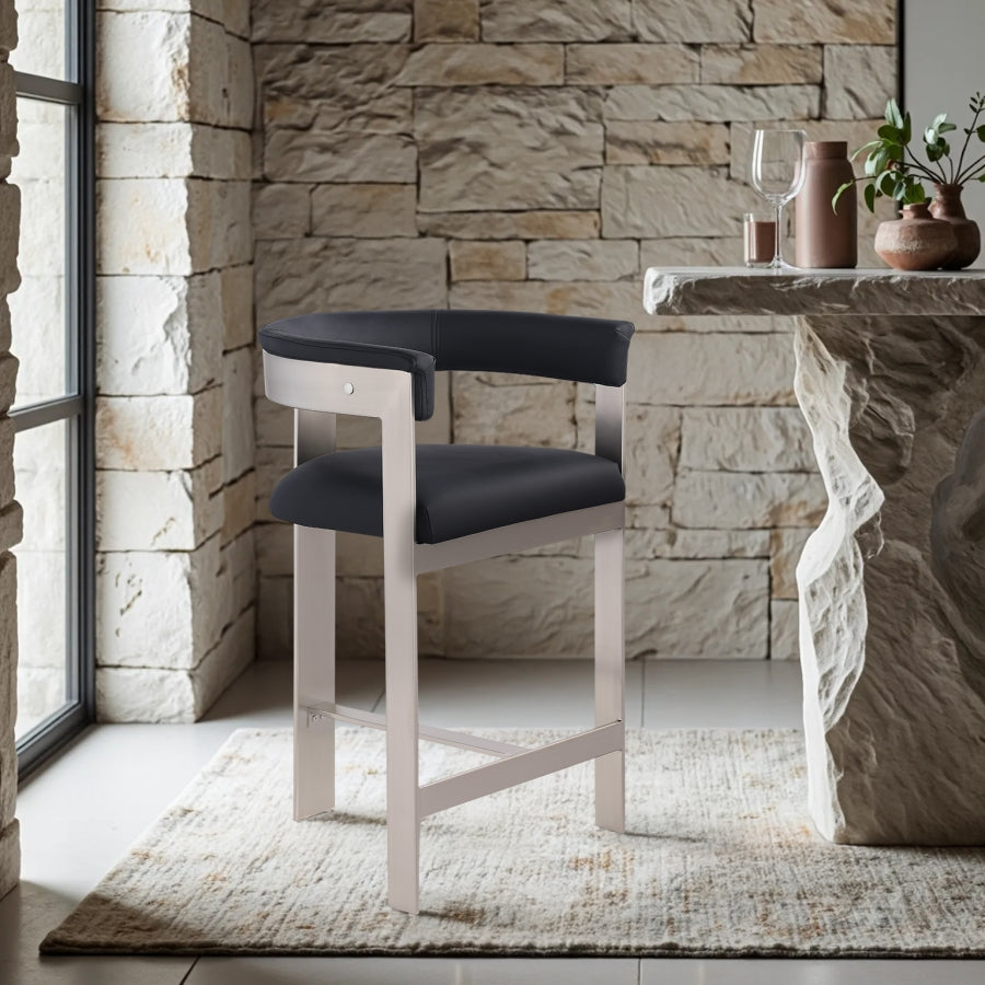 Romeo Counter Stool Set of 2 – Modern Vegan Leather Upholstered Seating for Kitchen & Bar