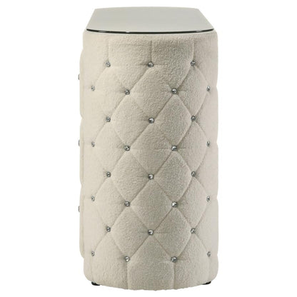Sonya 6-Drawer Upholstered Bedroom Dresser – Ivory Fabric Storage Chest