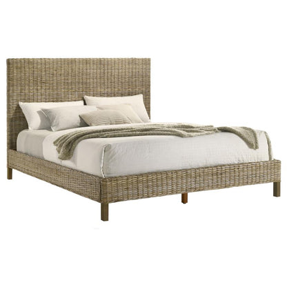 Zyla Woven Rattan Panel Bed in Kubu Grey - Coastal-Inspired Design with Natural Textures for a Relaxed and Stylish Bedroom