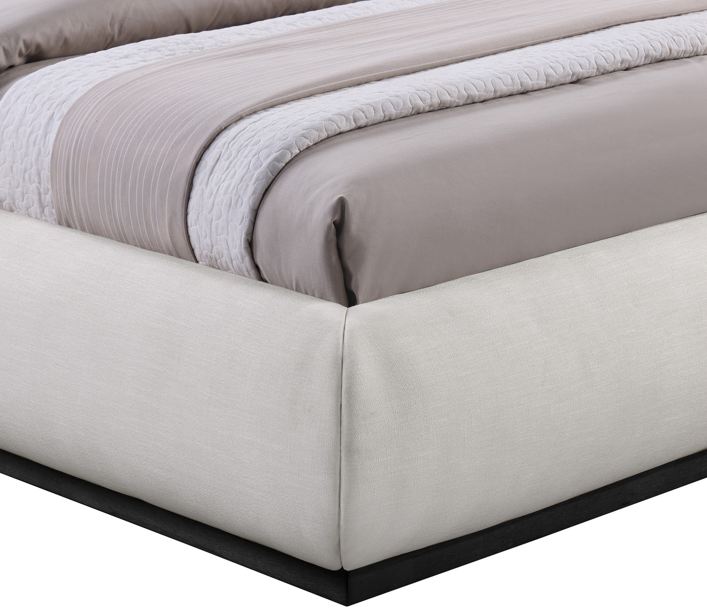 Vaughn Linen Textured Upholstered Bed – Modern Platform Bed with Soft Woven Fabric