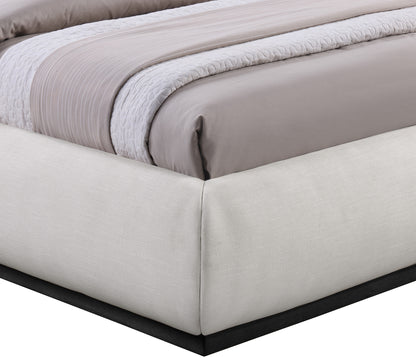 Vaughn Linen Textured Upholstered Bed – Modern Platform Bed with Soft Woven Fabric