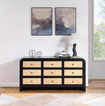 Siena Ash Wood & Natural Cane Dresser – Spacious 6-Drawer Storage with Organic Design