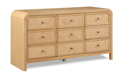Siena Ash Wood & Natural Cane Dresser – Spacious 6-Drawer Storage with Organic Design