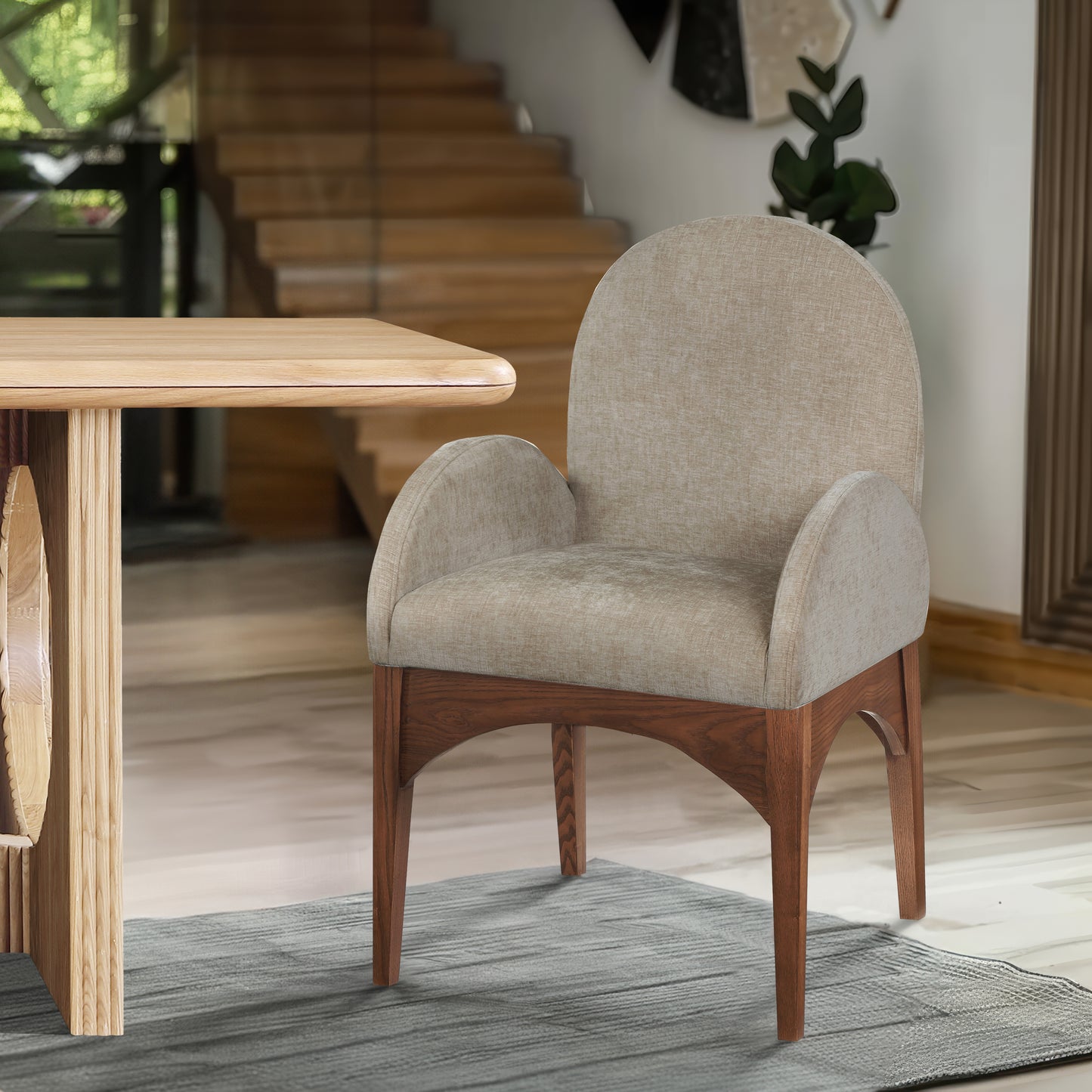 Waldorf Chenille Upholstered Dining Arm Chair – Elegant Comfort with Soft Textured Fabric