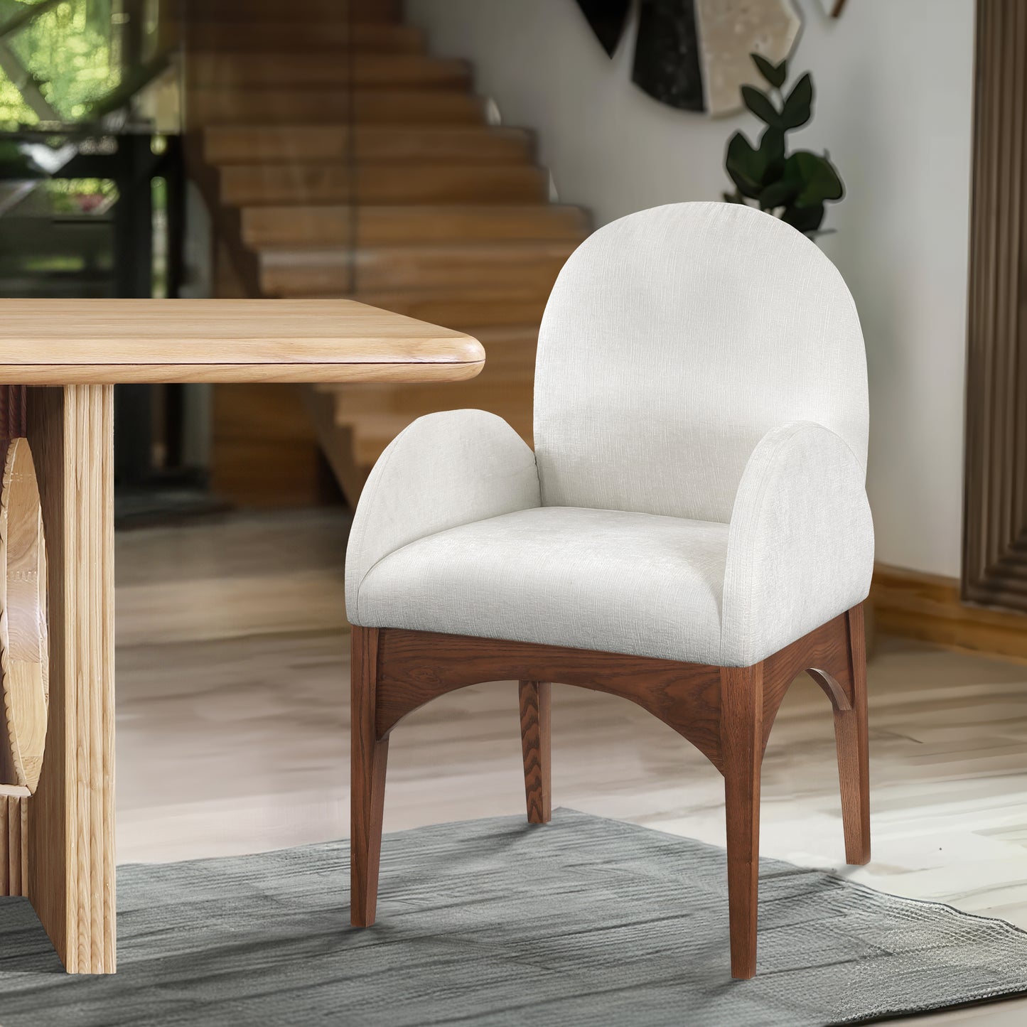 Waldorf Chenille Upholstered Dining Arm Chair – Elegant Comfort with Soft Textured Fabric